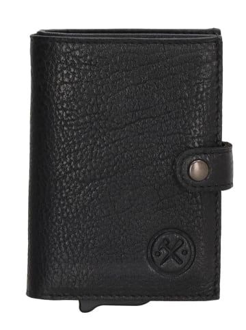 HIDE & STITCHES Leren portemonnee zwart - (B)7,2 x (H)10 x (D)1,5 cm