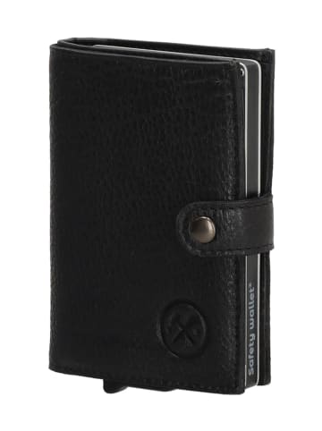 HIDE & STITCHES Leren portemonnee zwart - (B)7,2 x (H)10 x (D)1,5 cm