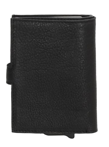 HIDE & STITCHES Leren portemonnee zwart - (B)7,2 x (H)10 x (D)1,5 cm