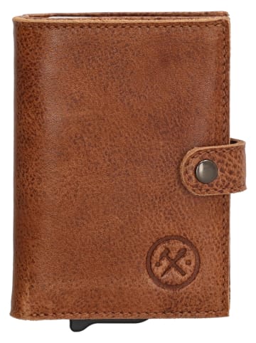 HIDE & STITCHES Leren portemonnee lichtbruin - (B)7,2 x (H)10 x (D)1,5 cm