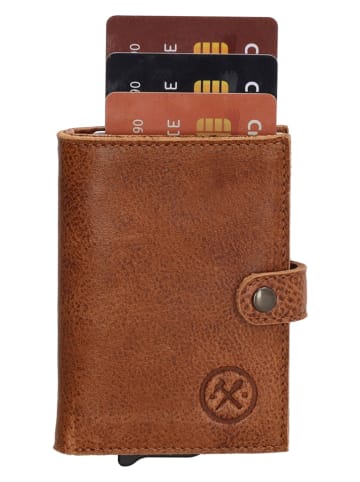 HIDE & STITCHES Leren portemonnee lichtbruin - (B)7,2 x (H)10 x (D)1,5 cm