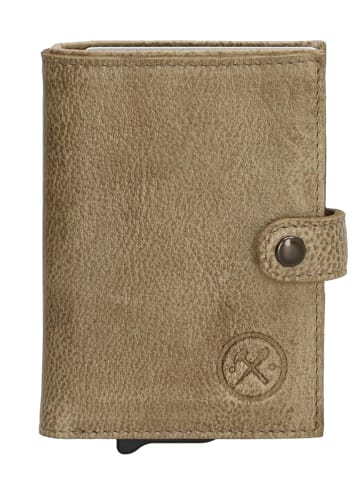 HIDE & STITCHES Leder-Geldbörse in Beige - (B)7,2 x (H)10 x (T)1,5 cm