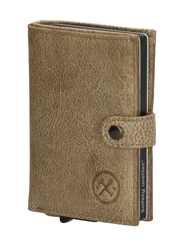 HIDE & STITCHES Leder-Geldbörse in Beige - (B)7,2 x (H)10 x (T)1,5 cm