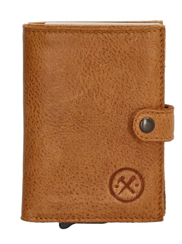 HIDE & STITCHES Leder-Geldbörse in Camel - (B)7,2 x (H)10 x (T)1,5 cm