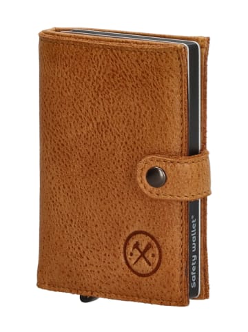 HIDE & STITCHES Leder-Geldbörse in Camel - (B)7,2 x (H)10 x (T)1,5 cm