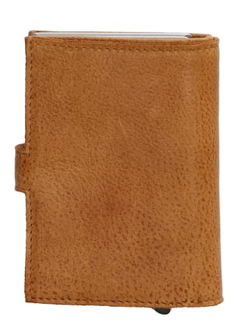 HIDE & STITCHES Leder-Geldbörse in Camel - (B)7,2 x (H)10 x (T)1,5 cm