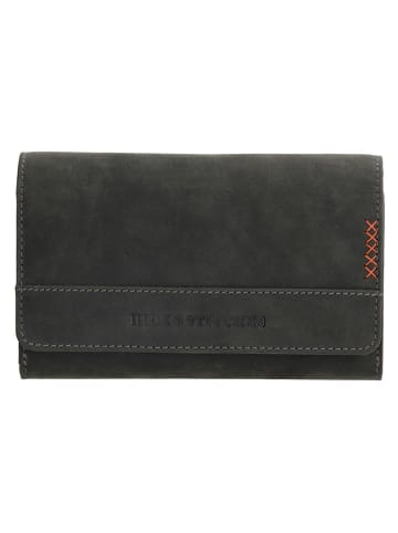 HIDE & STITCHES Skórzany portfel w kolorze czarnym - 16 x 8 x 3 cm