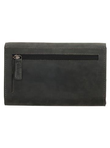 HIDE & STITCHES Leren portemonnee zwart - (B)16 x (H)8 x (D)3 cm