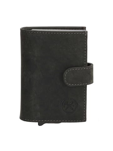 HIDE & STITCHES Leren portemonnee zwart - (B)10 x (H)8 x (D)2 cm
