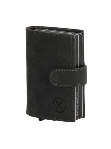 HIDE & STITCHES Leren portemonnee zwart - (B)10 x (H)8 x (D)2 cm