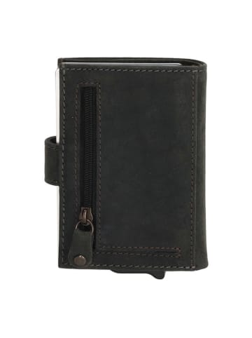 HIDE & STITCHES Leder-Geldbörse in Schwarz - (B)8 x (H)10 x (T)2 cm