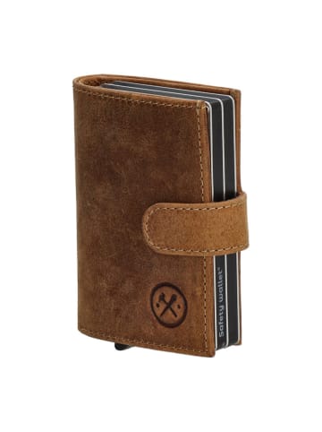 HIDE & STITCHES Leder-Geldbörse in Hellbraun - (B)8 x (H)10 x (T)2 cm