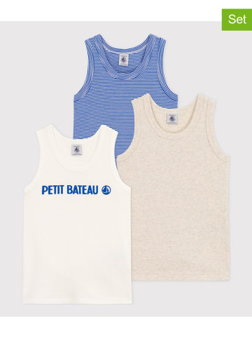 PETIT BATEAU 3-delige set: onderhemden blauw/crème/beige