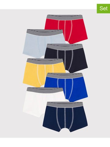 PETIT BATEAU 7-delige set: boxershorts rood/zwart/blauw