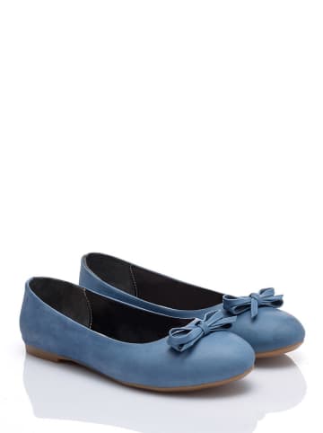 Lizza Shoes Skórzane baleriny w kolorze niebieskim
