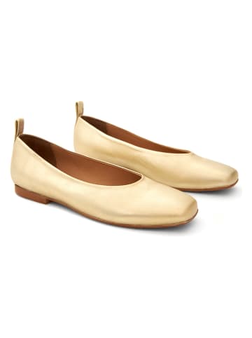 Abril Flowers Leder-Ballerinas in Gold