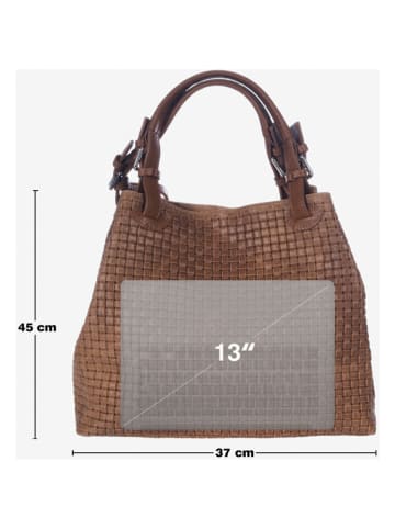 Lucca Baldi Skórzany shopper bag "Fosdinovo" w kolorze jasnobrązowym - 37 x 45 x 15 cm