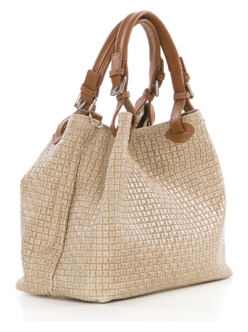 Lucca Baldi Skórzany shopper bag w kolorze beżowo-brązowym - 37 x 45 x 15 cm