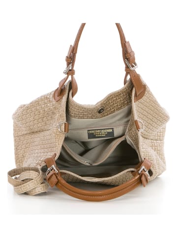 Lucca Baldi Leder-Shopper "Fosdinovo" in Beige/ Cognac - (B)37 x (H)45 x (T)15 cm