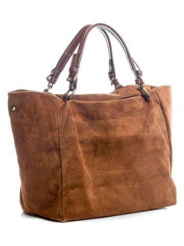 Lucca Baldi Skórzany shopper bag w kolorze brązowym - 33 x 28 x 13 cm