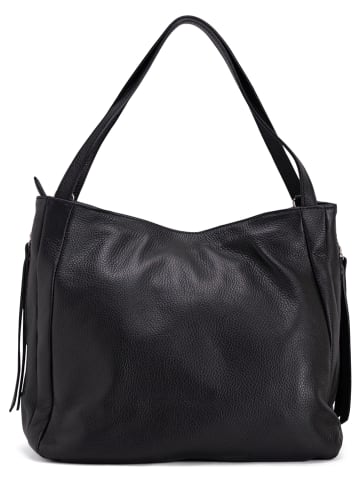 Lucca Baldi Leder-Schultertasche "Fiesole" in Schwarz - (B)34 x (H)29 x (T)15 cm