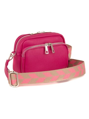 Lucca Baldi Leren schoudertas "Feltre" roze - (B)19 x (H)15 x (D)7 cm