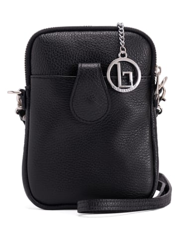 Lia Biassoni Leren telefoontasje "Paglia" zwart - (B)15 x (H)20 x (D)1 cm