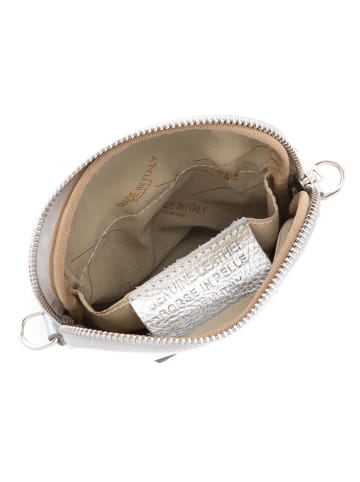 Lia Biassoni Skórzana torebka "Paglia" w kolorze srebrnym na telefon - 15 x 20 x 1 cm