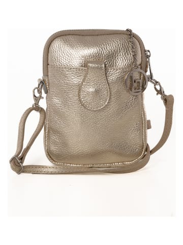 Lia Biassoni Leren telefoontasje "Paglia" goudkleurig - (B)15 x (H)20 x (D)1 cm