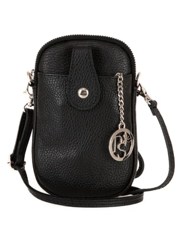 Pia Sassi Leren telefoontasje "Serottini" zwart - (B)11 x (H)19 x (D)2 cm