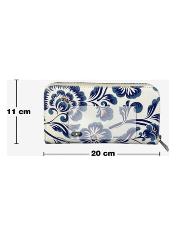 Mila Blu Skórzany portfel "Rovere" w kolorze kremowo-niebieskim  - 20 x 11 x 2 cm