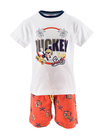 Disney Mickey Mouse 2tlg. Outfit "Mickey" in Weiß/ Orange