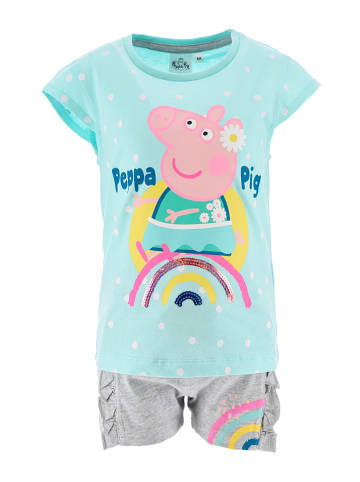 Peppa Pig 2-delige outfit "Peppa Pig" grijs/mintgroen