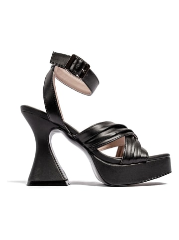 loft37 Skórzane sandały w kolorze czarnym