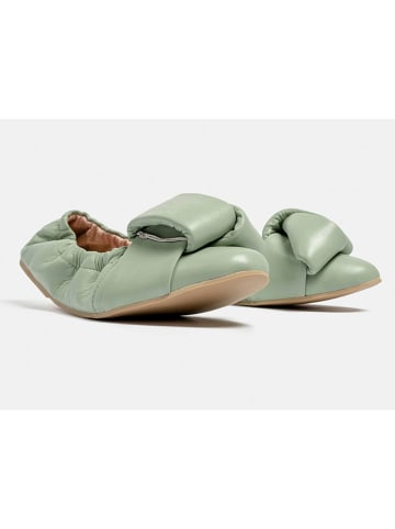 loft37 Leren ballerina's lichtgroen