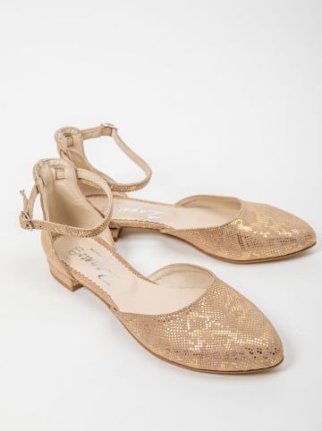 Zapato Leder-Ballerinas in Beige/ Gold