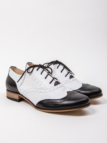 Zapato Leder-Schnürschuhe in Schwarz/ Weiß