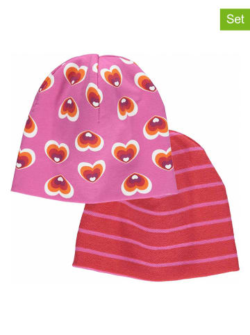 Fred´s World by GREEN COTTON 2-delige set: beanies "Heart" rood/roze