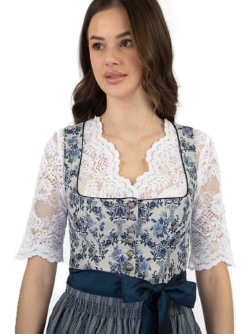 Turi Landhaus Dirndl in Dunkelblau/ Creme