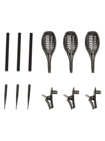 Garden Hero 3-delige set: ledsolartuinstekers zwart - (H)49,5 cm