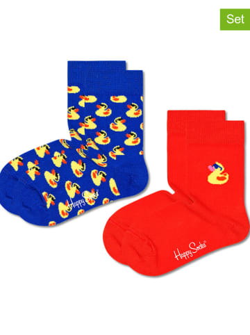 Happy Socks 2er-Set: Socken "Duck" in Blau/ Rot