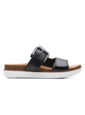 Clarks Leder-Pantoletten in Schwarz