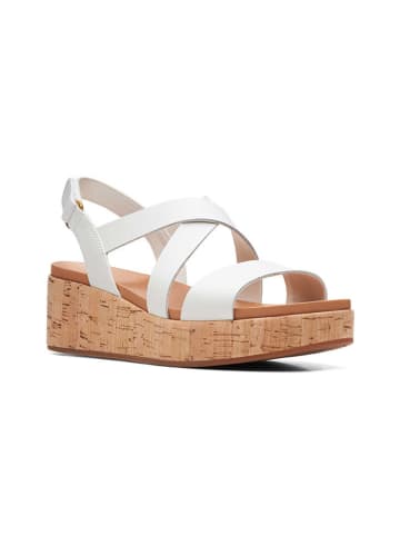 Clarks Leder-Keilsandaletten in Weiß