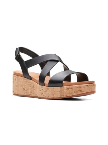 Clarks Skórzane sandały w kolorze czarnym na koturnie