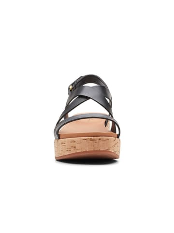 Clarks Leder-Keilsandaletten in Schwarz