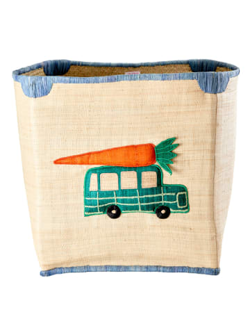 Rice Mand "Van and Carrot" beige/turquoise - (B)36 x (H)41 x (D)36 cm