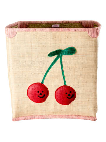 Rice Korb "Cherries" in Beige/ Rot - (B)36 x (H)41 x (T)36 cm