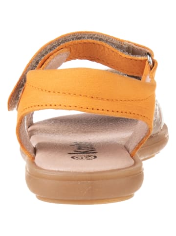kmins Skórzane sandały w kolorze złoto-pomarańczowym