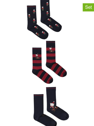 TATUUM 3-delige set: sokken donkerblauw/meerkleurig