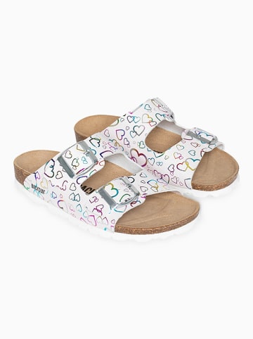 BACKSUN Leren slippers "Bali" wit/meerkleurig